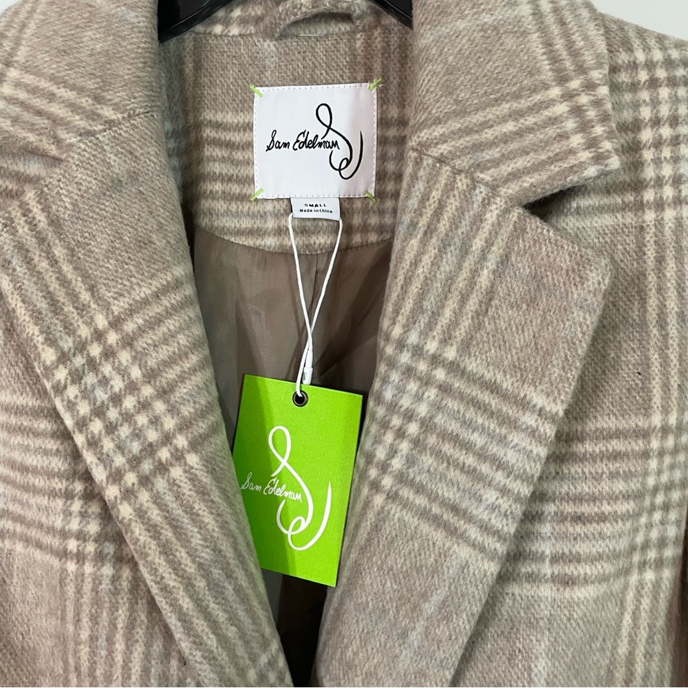 NWT Sam Edelman Windowpane Plaid Coat in Feminine Plaid Size S Wool blend - Picture 10 of 10